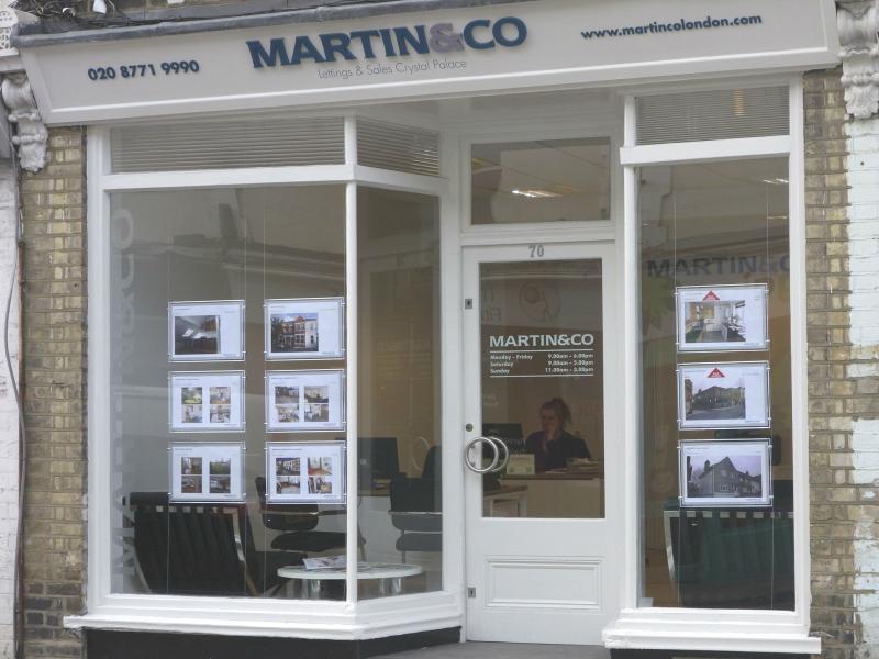 An exterior view of the Martin & Co estate agent office in Crystal Palace