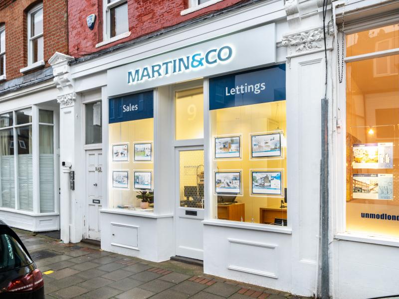 An exterior view of the Martin & Co estate agent office in Battersea