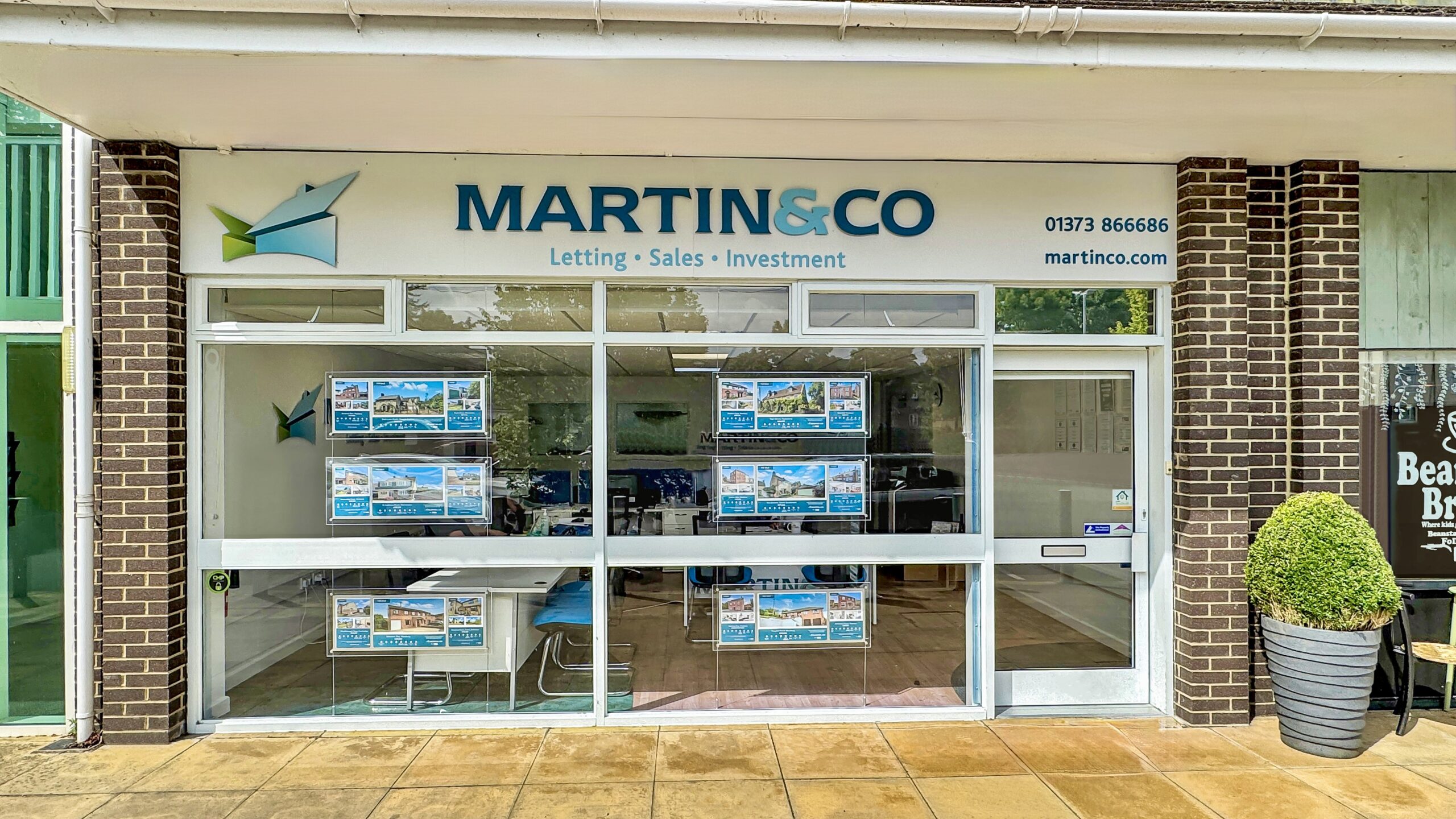 An exterior view of the Martin & Co estate agent office in Westbury
