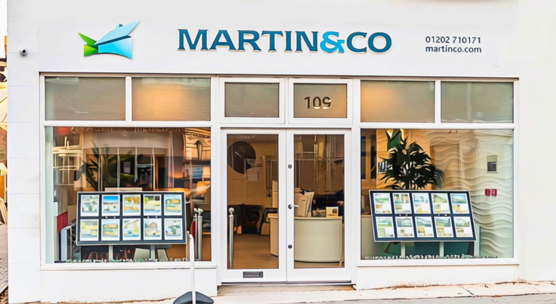 An exterior view of the Martin &amp; Co estate agent office in Poole.
