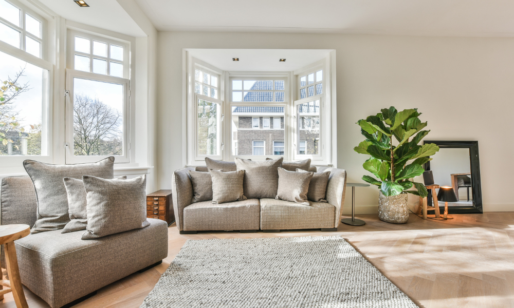 Bright living room interior in a Worcestershire rental home
