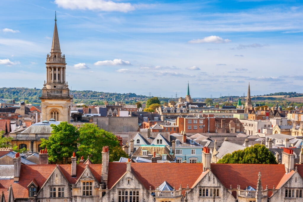 Oxford skyline and West End area near the Oxpens regeneration site