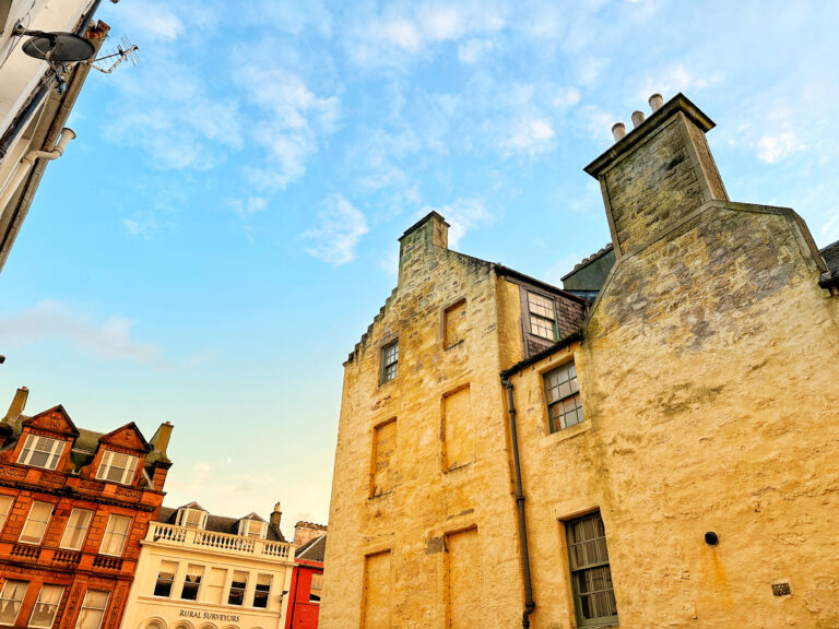 Historic stone buildings in Ayr Scotland near KA8 Ayr North