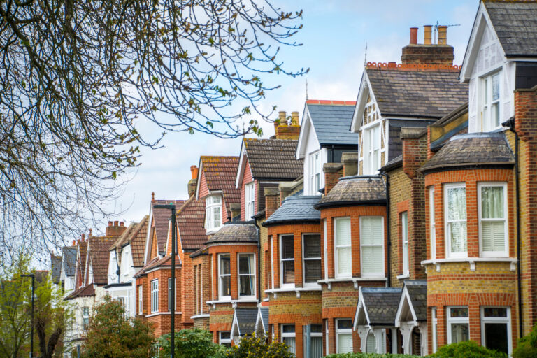 Row of traditional Victorian-style homes in Royal Leamington Spa, Warwickshire