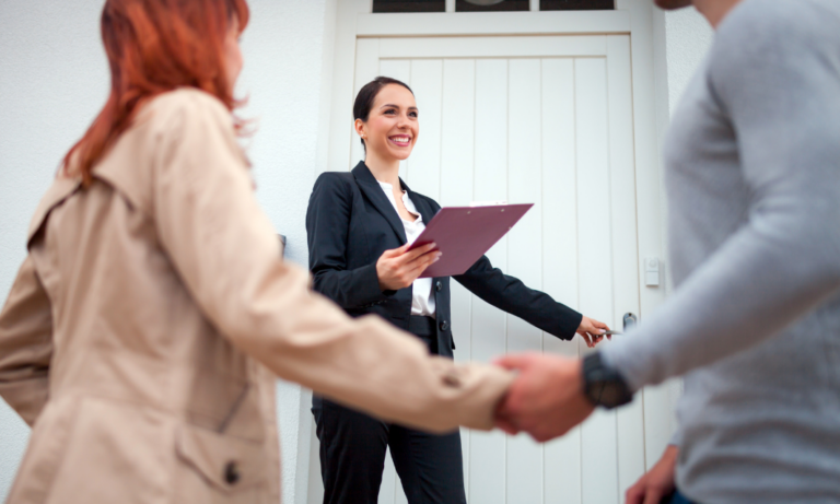 Letting agent welcoming prospective tenants at a rental property in Southampton, representing the evolving rental market and landlord responsibilities in 2026.